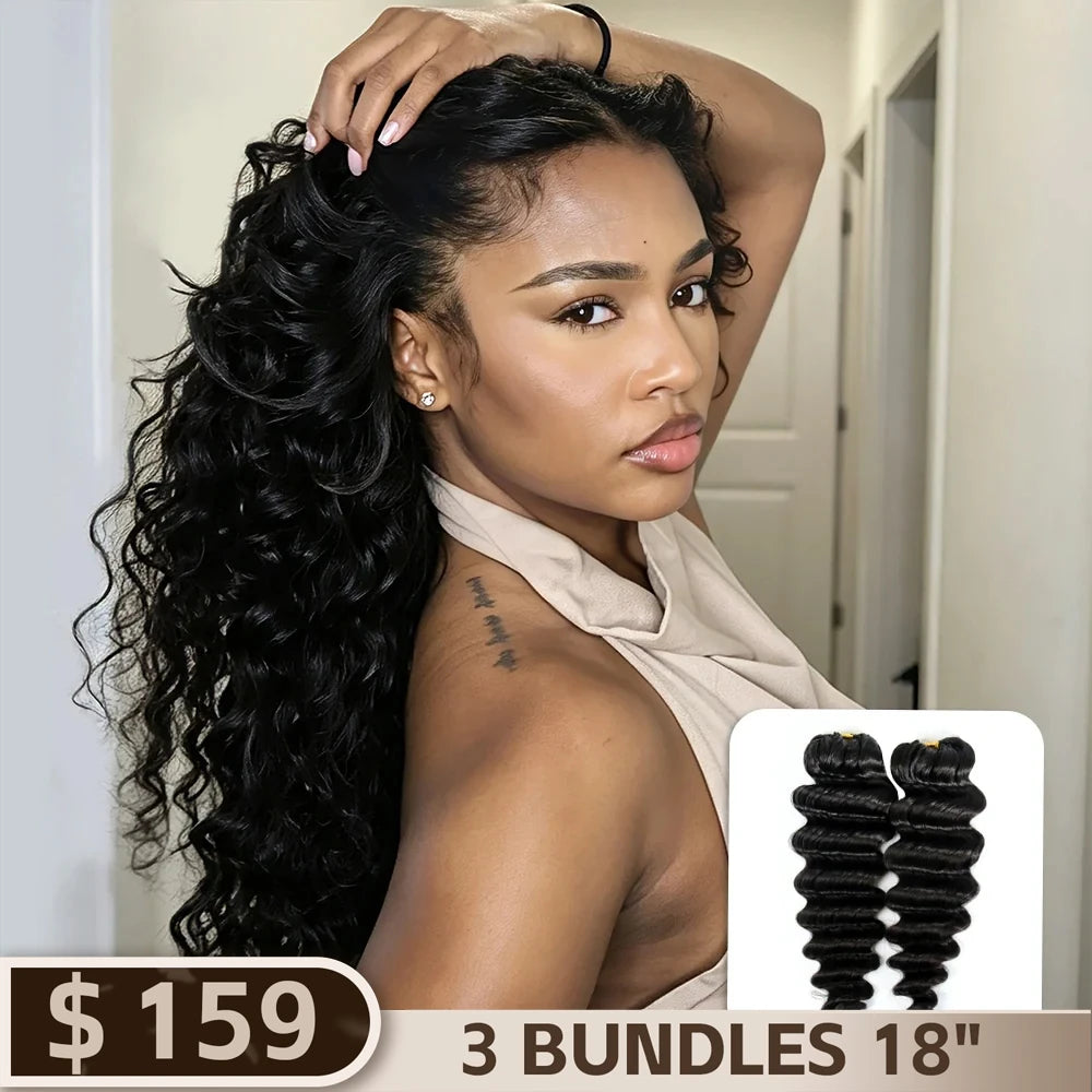 Ywigs Loose Deep Wave Human Crochet Hair for Miracle Knots front view