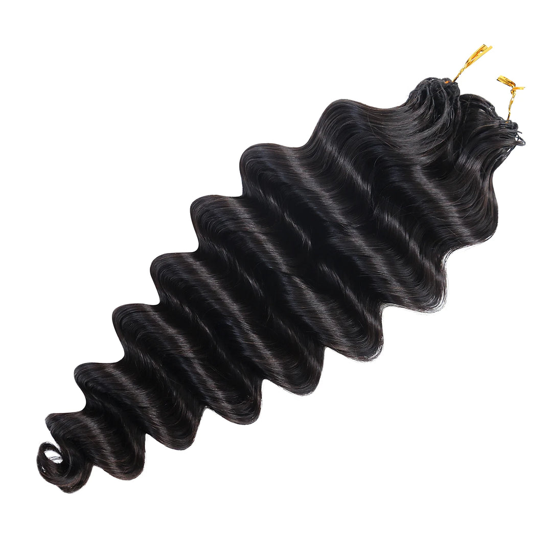 Ywigs Loose Deep Wave Human Crochet Hair for Miracle Knots one bundle showing full wave texture