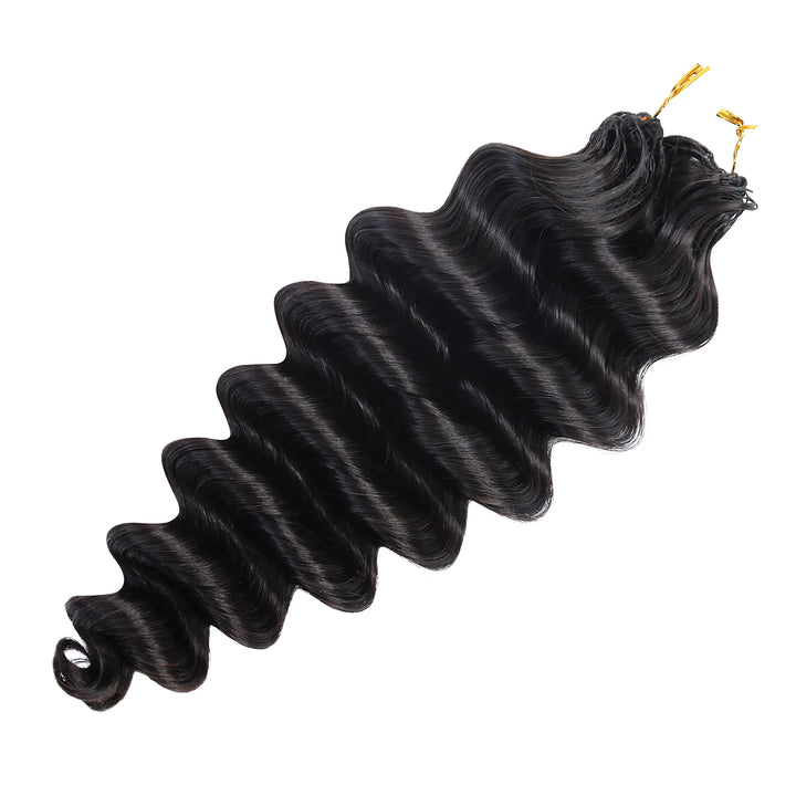 Ywigs Loose Deep Wave Human Crochet Hair for Miracle Knots one bundle showing full wave texture