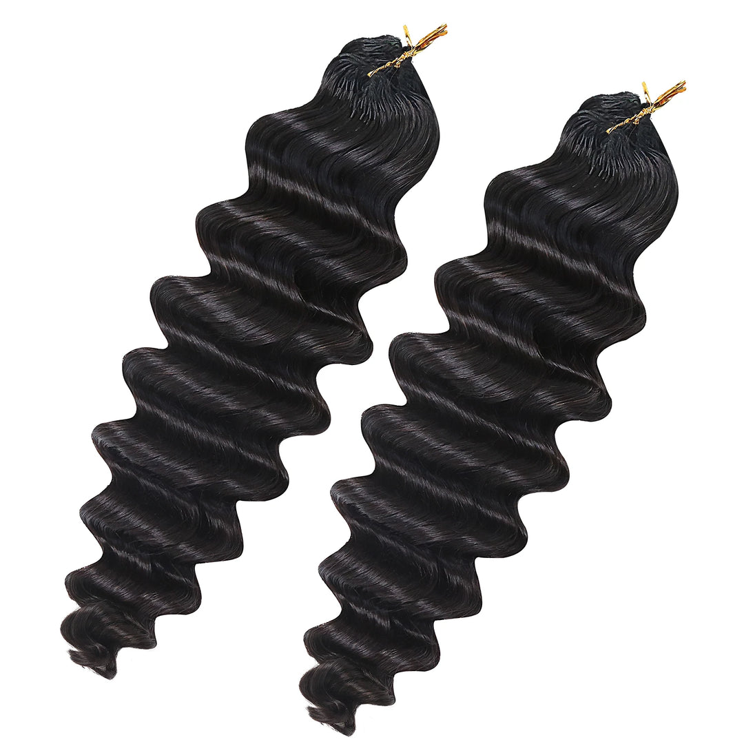 Detailed view of Ywigs Loose Deep Wave Human Crochet Hair for Miracle Knots showing full volume and flowing texture