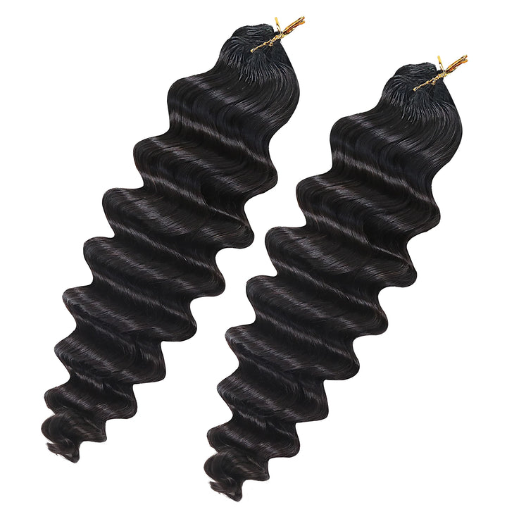 Detailed view of Ywigs Loose Deep Wave Human Crochet Hair for Miracle Knots showing full volume and flowing texture