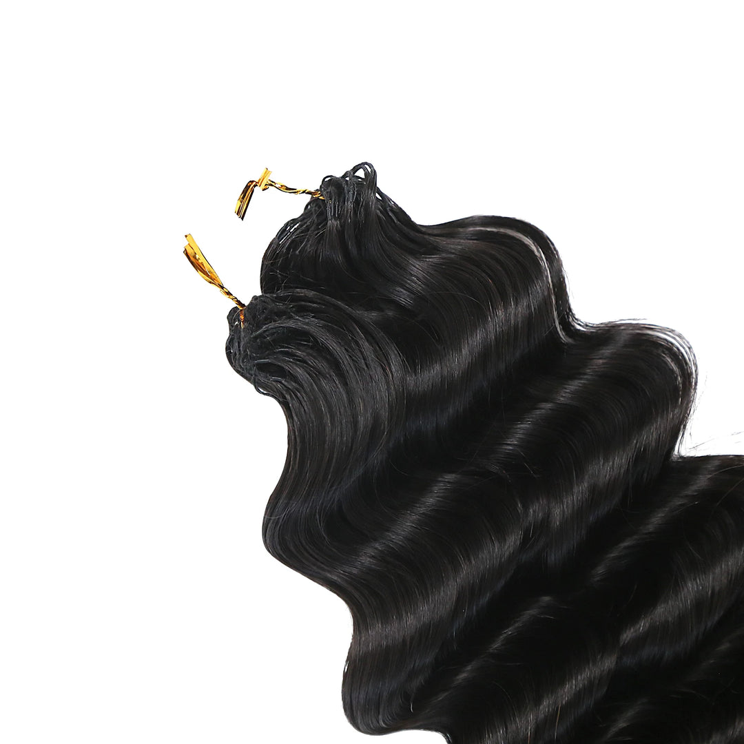 Top view of Ywigs Loose Deep Wave Human Crochet Hair for Miracle Knots showing neat strands and full texture