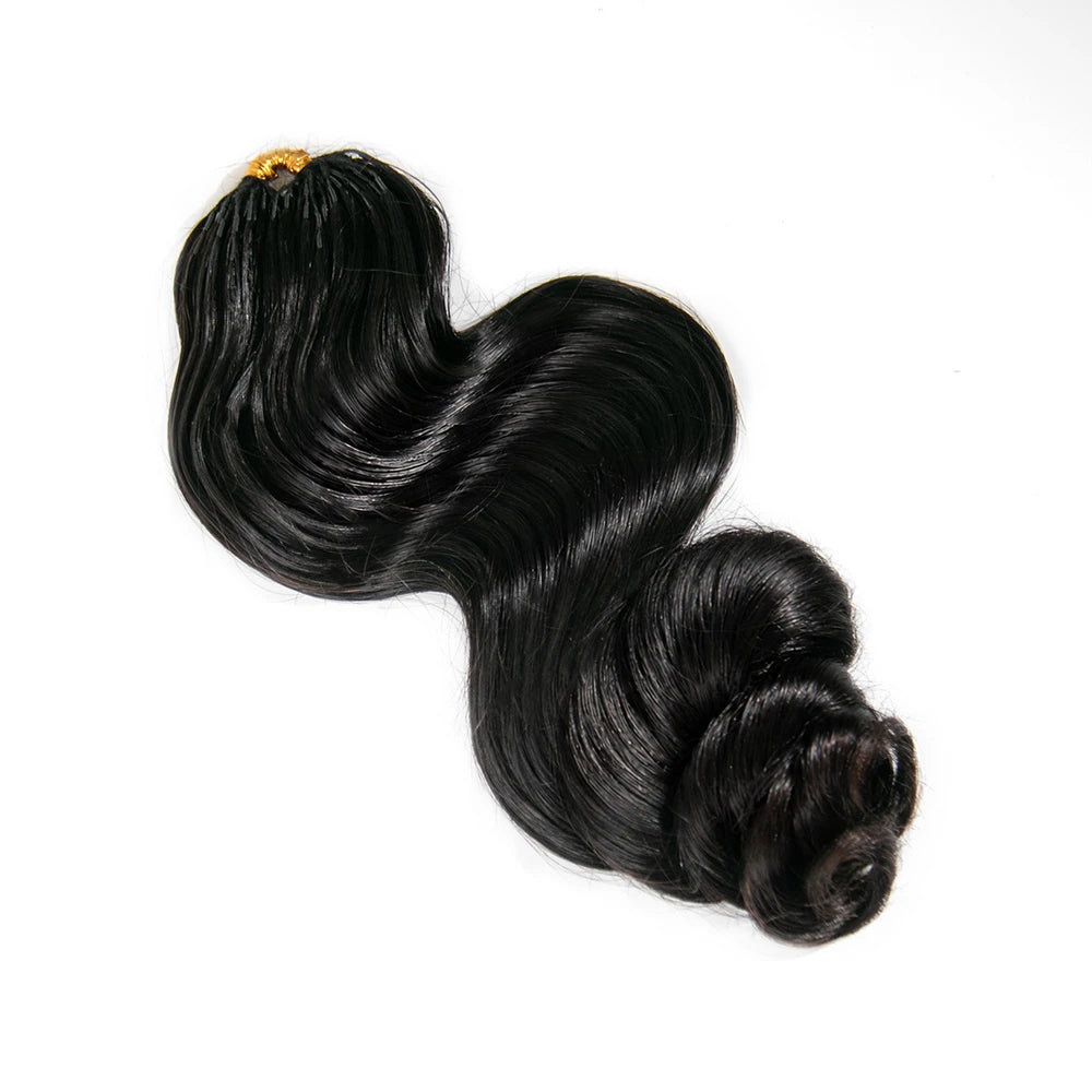 Ywigs Natural Black loose wave feather crochet hair one bundle with multiple pre-separated strands for braids
