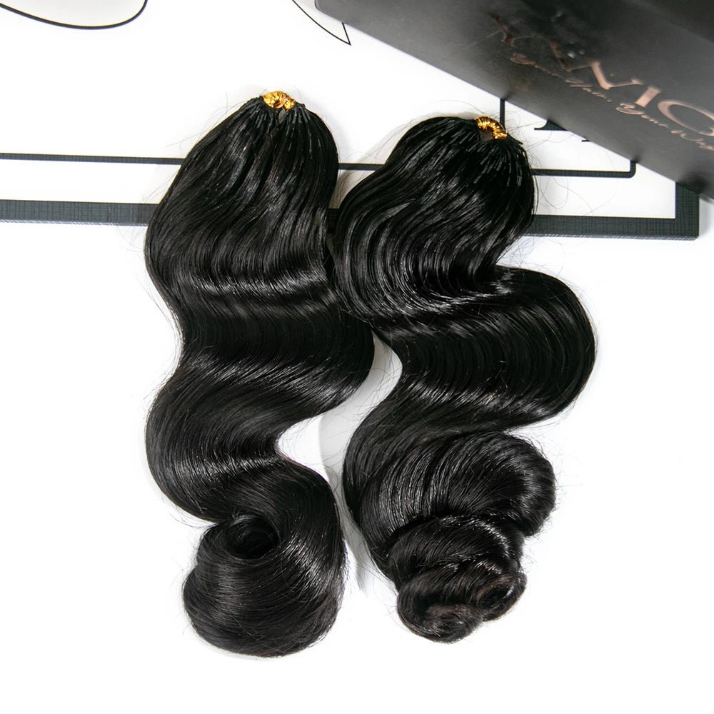 Ywigs Natural Black loose wave feather crochet hair two bundles with multiple pre-separated strands for braids