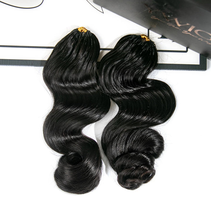 Ywigs Natural Black loose wave feather crochet hair two bundles with multiple pre-separated strands for braids
