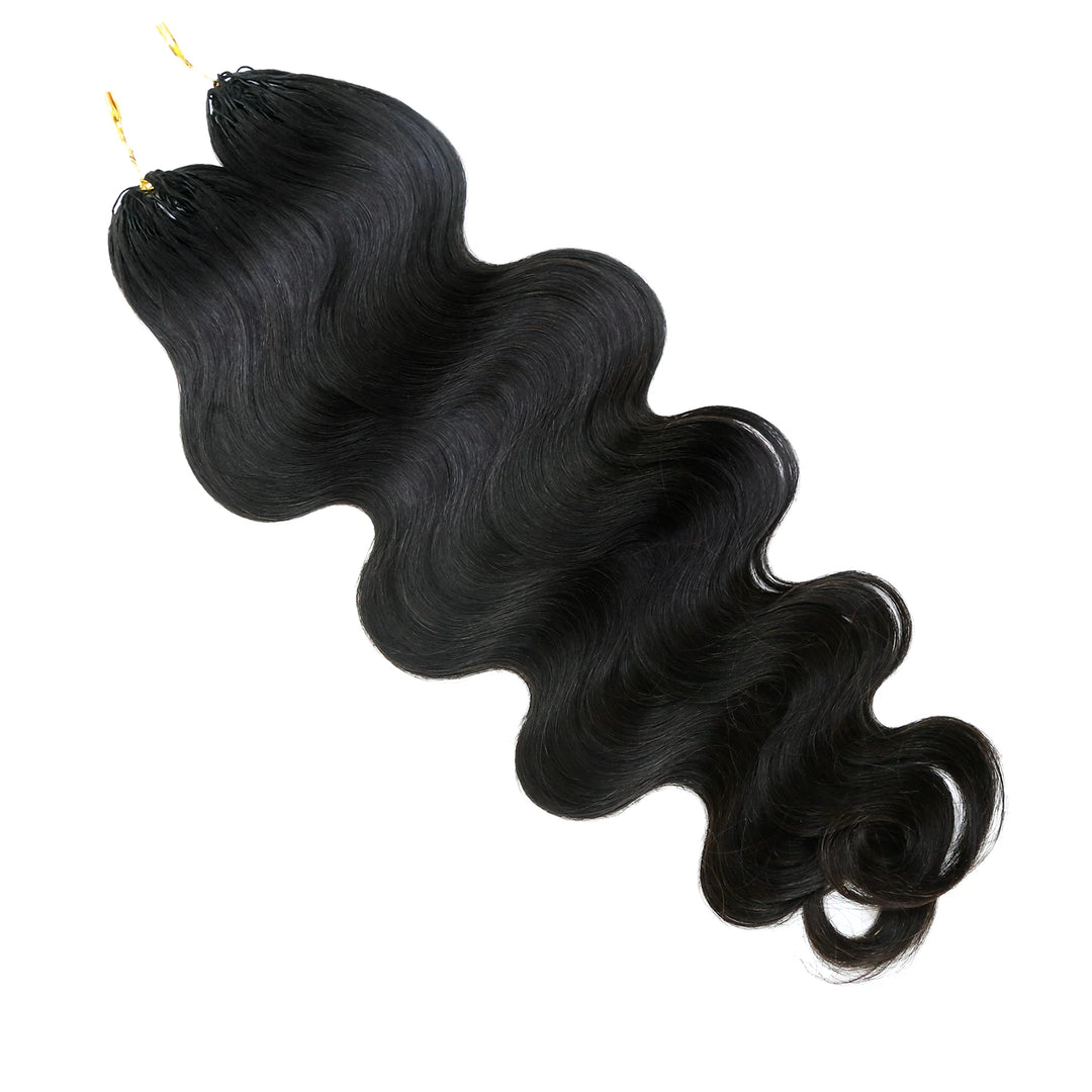 Detailed view of Ywigs Miracle Knots Body Wave Crochet Hair showing full volume and flowing wave texture