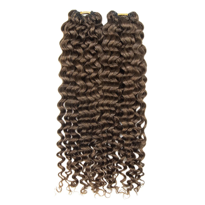 Ywigs Mix Color Blend Brown Water Wave Human Crochet Hair two bundles showing full wave texture