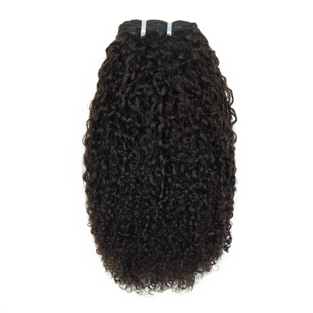Ywigs natural black multi textured kinky curly weft bundles human hair front view 