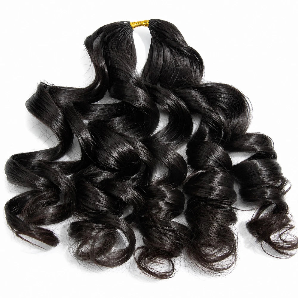 ywigs natural black french curl human crochet hair