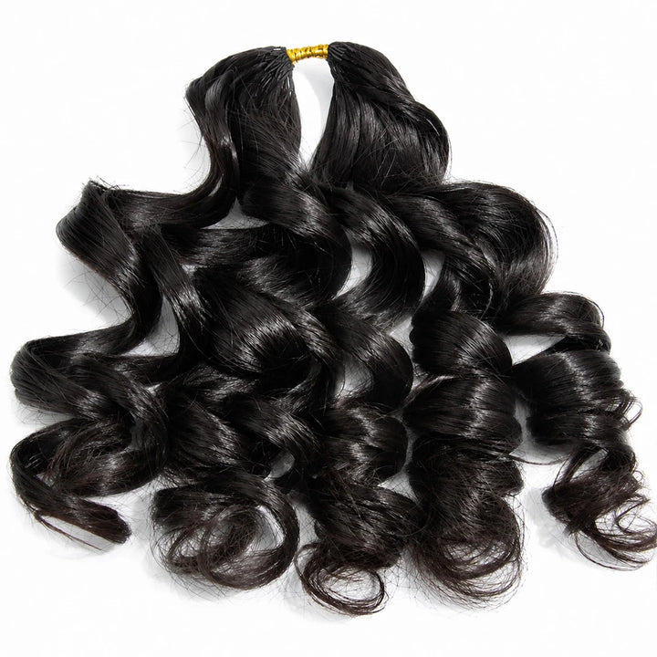 ywigs natural black french curl human crochet hair
