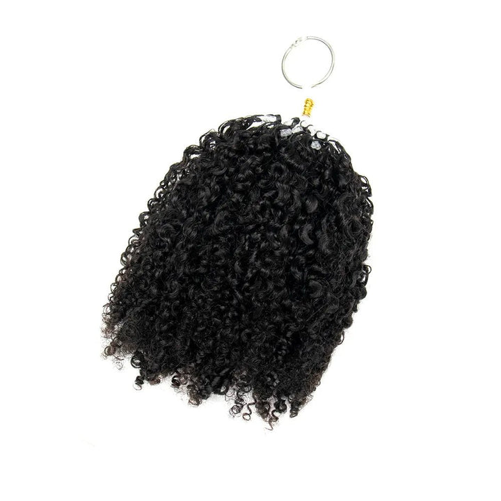 Ywigs Natural Color Multi-Textured Kinky Curly Micro Loop Hair Extensions pack view showing individual curly strands and micro loops