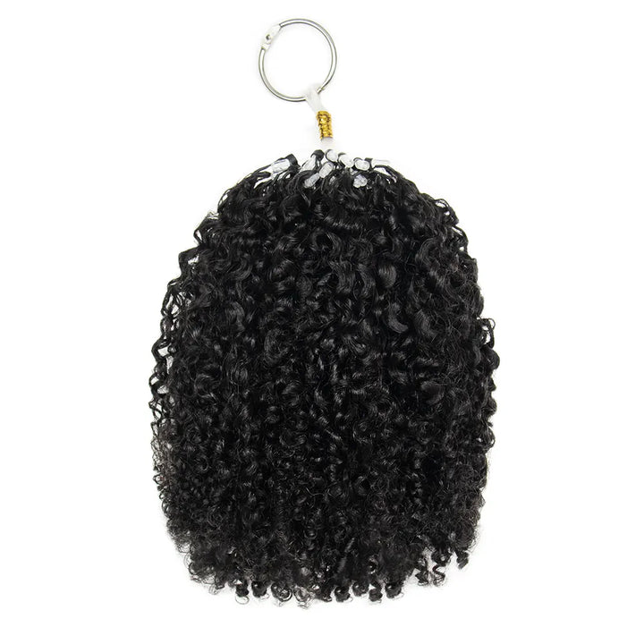 Ywigs Natural Color Multi-Textured Kinky Curly Micro Loop Hair Extension front view showing defined curls and natural volume