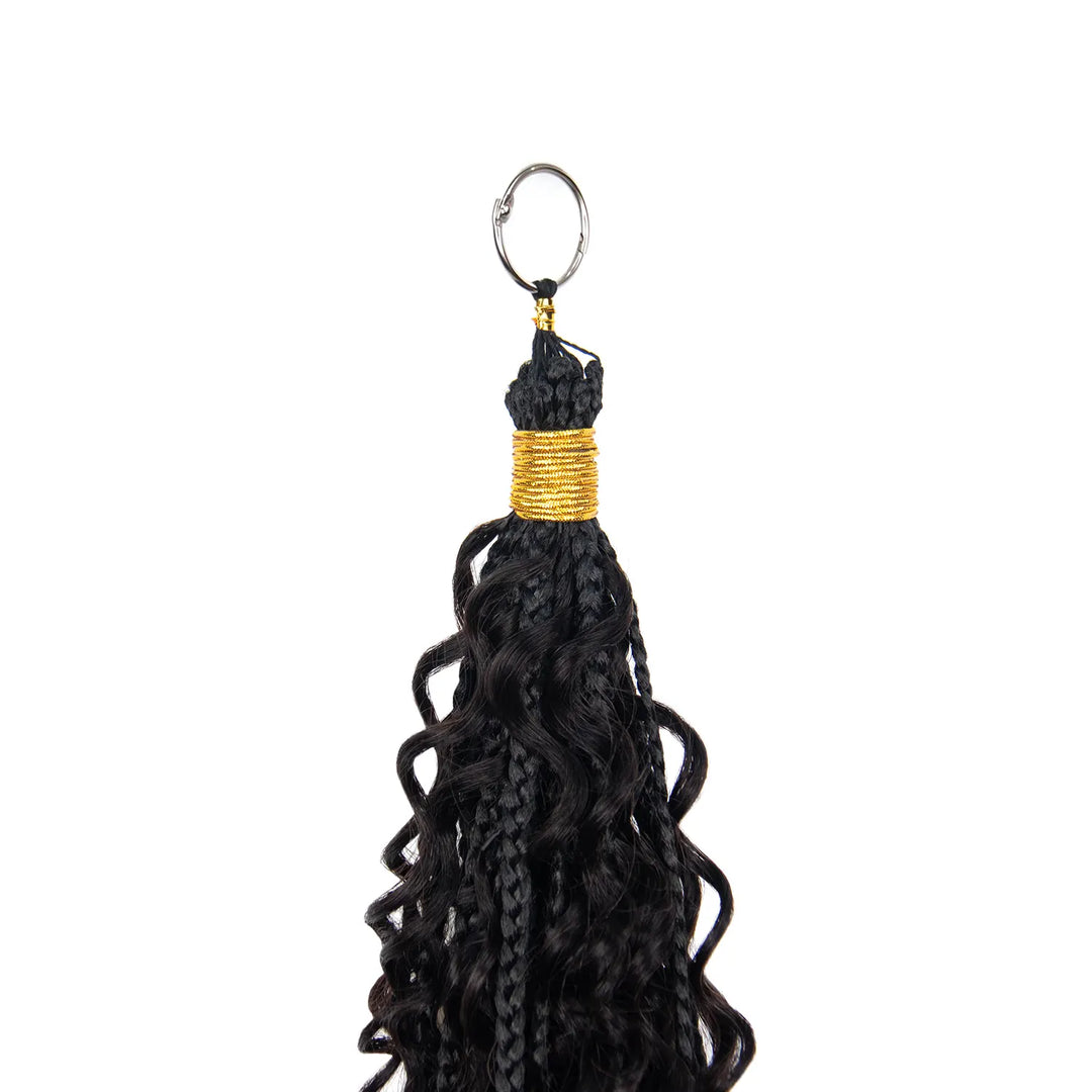 Close-up of Ywigs Pre-Braided Miracle Knots Deep Wave Crochet Hair showing the pre-braided section