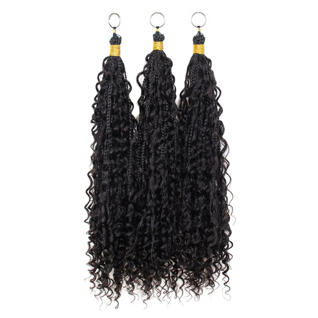 Ywigs Pre-Braided Miracle Knots Deep Wave Crochet Hair front view showing braided sections and flowing curls