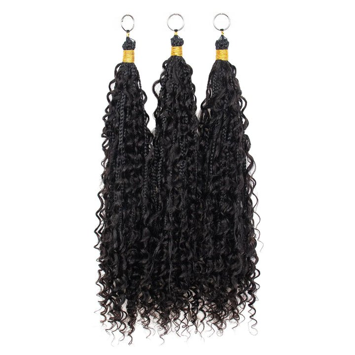 Ywigs Pre-Braided Miracle Knots Deep Wave Crochet Hair front view showing braided sections and flowing curls