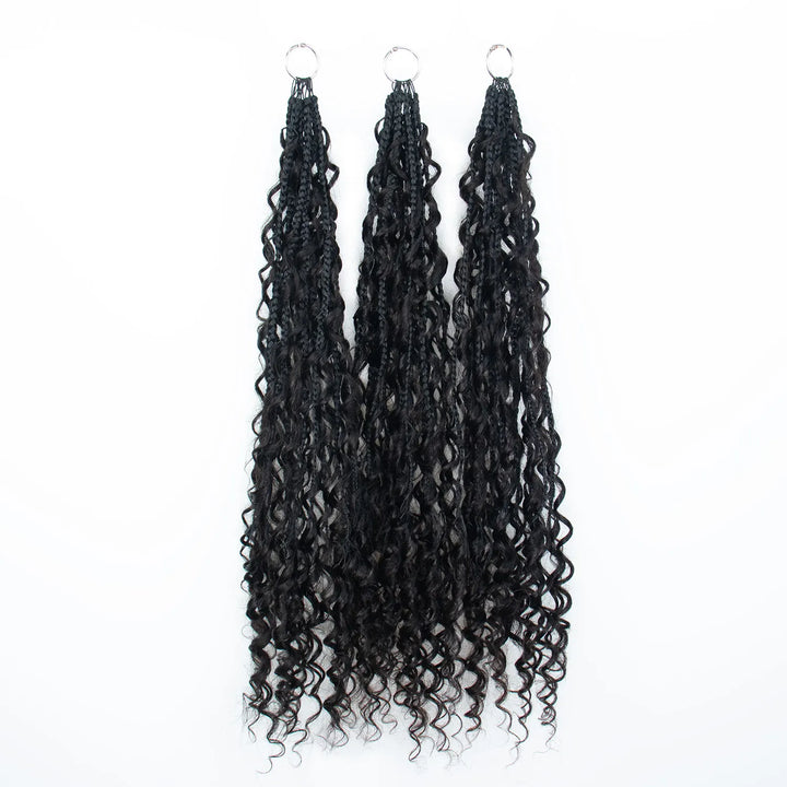 Ywigs Pre-Looped Deep Wave Crochet Braid Human Hair front view showing defined waves and natural volume