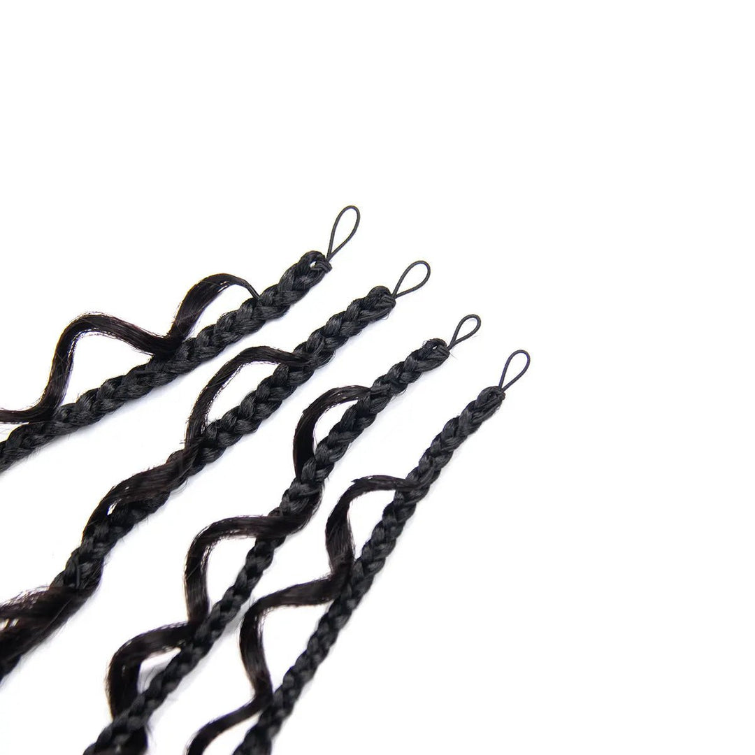 Close-up of Ywigs Pre-Looped Deep Wave Crochet Braid Human Hair showing the defined Deep Wave curl pattern