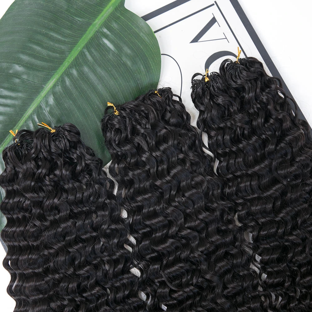 Back length view of Ywigs Burmese curly crochet hair showing full bulk and even texture