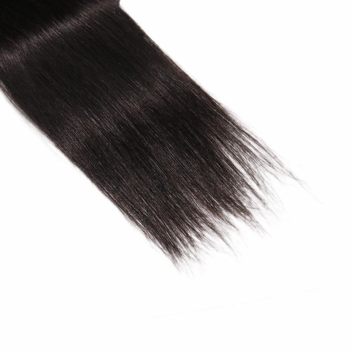 Close-up of Ywigs Silky Straight Genius Weft Hair ends showing defined spring curls