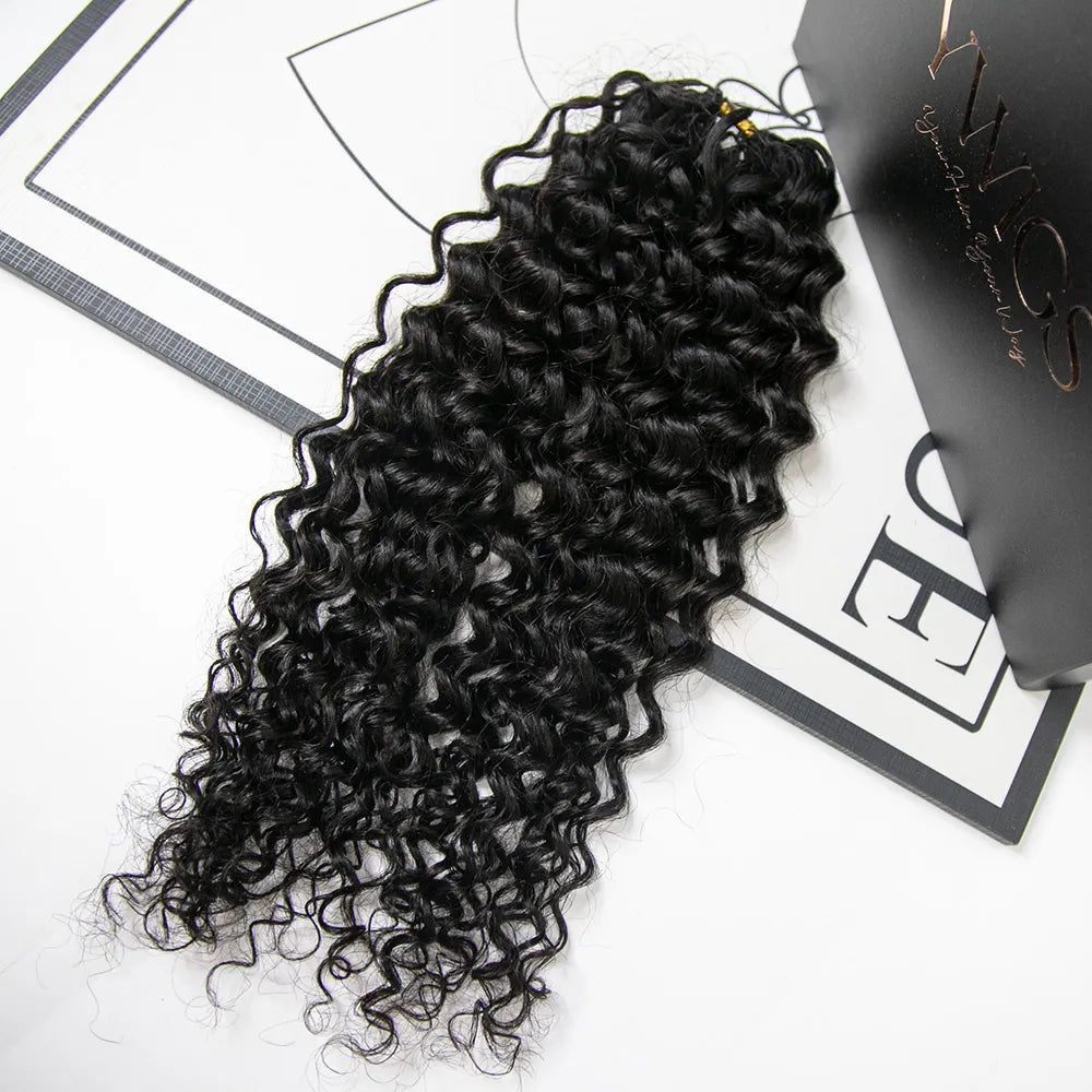 Ywigs Natural Black spanish curl feather crochet hair one bundle with multiple pre-separated strands for braids