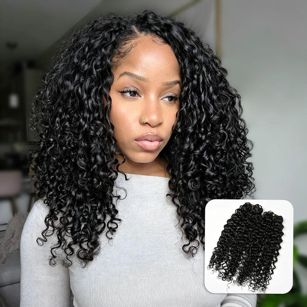  Ywigs Natural Black Spanish Curl human crochet hair front view for crochet braid style