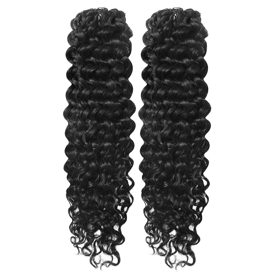 Detailed view of Ywigs Spanish Curl Human Crochet Hair showing full volume and curly texture