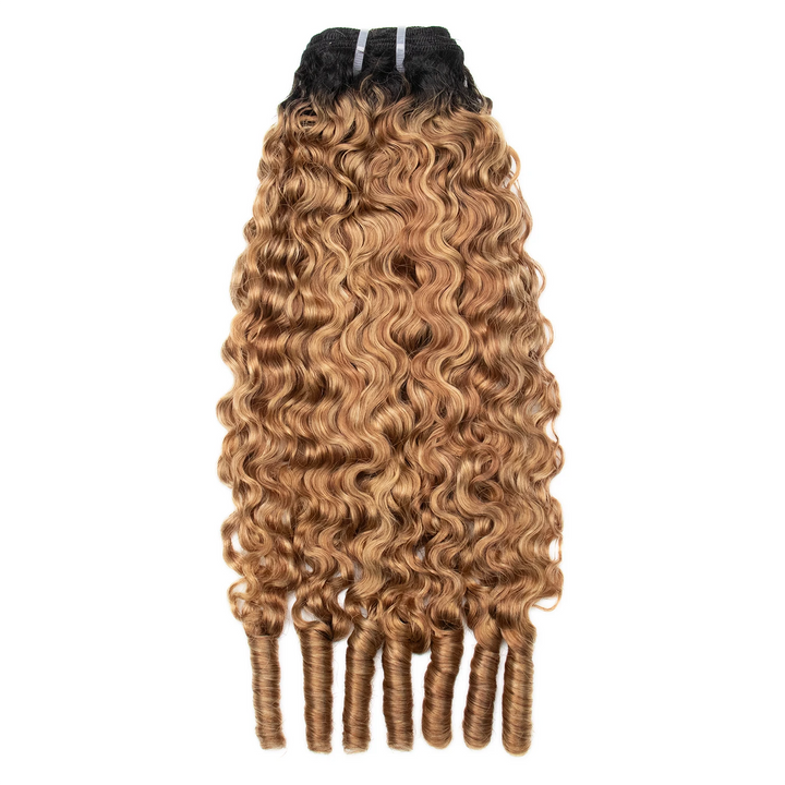 Ywigs T1B/27/30/613 Ultra Thin Genius Weft Water Curl Human Hair front view