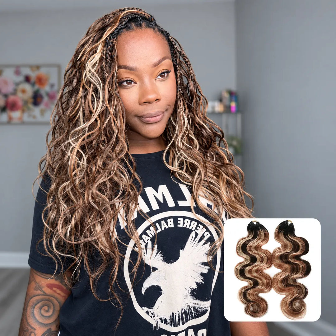 Ywigs #T1B/4/27/30 mix blend body wave human crochet hair front view for multi-tone gradient crochet braid style