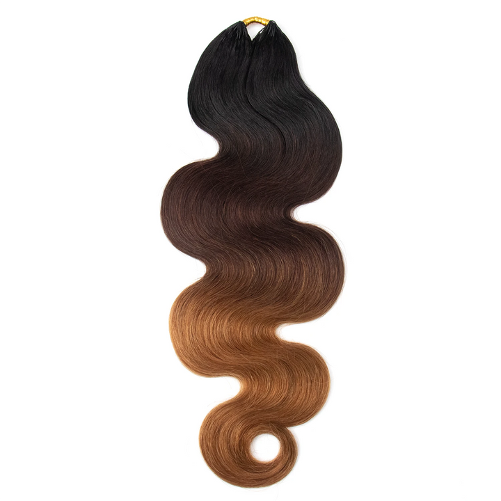 Ywigs #T1B/4/30 Ombre Body Wave Human Crochet Hair one bundle showing full wave texture