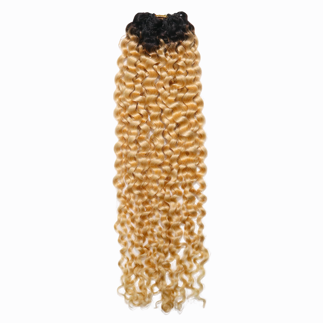 Ywigs #T1B/613 Ombre Water Wave Human Crochet Hair one bundle showing full wave texture