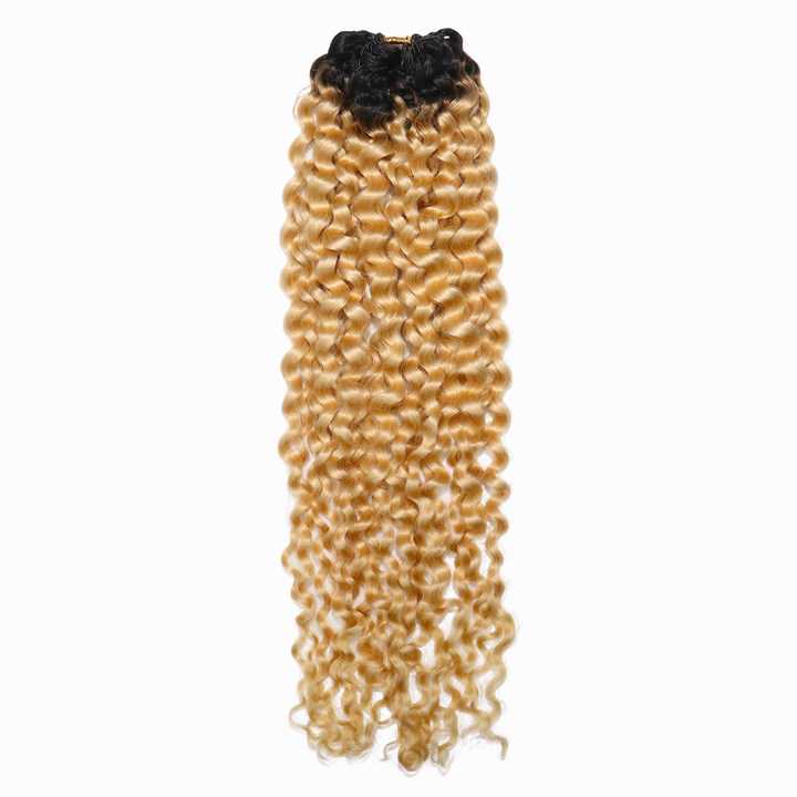 Ywigs #T1B/613 Ombre Water Wave Human Crochet Hair one bundle showing full wave texture