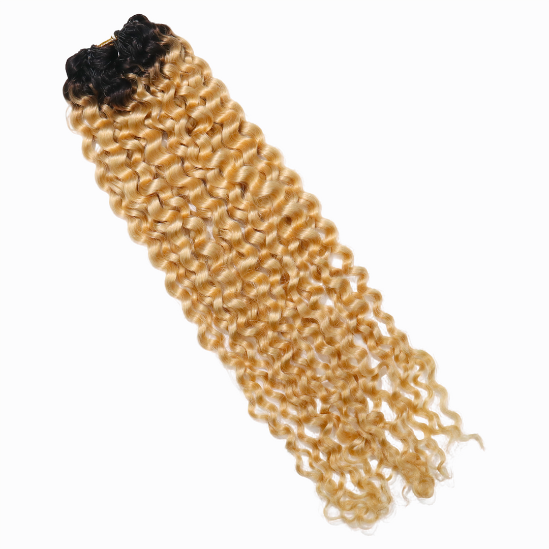 Ywigs #T1B/613 Ombre Water Wave Human Crochet Hair front view