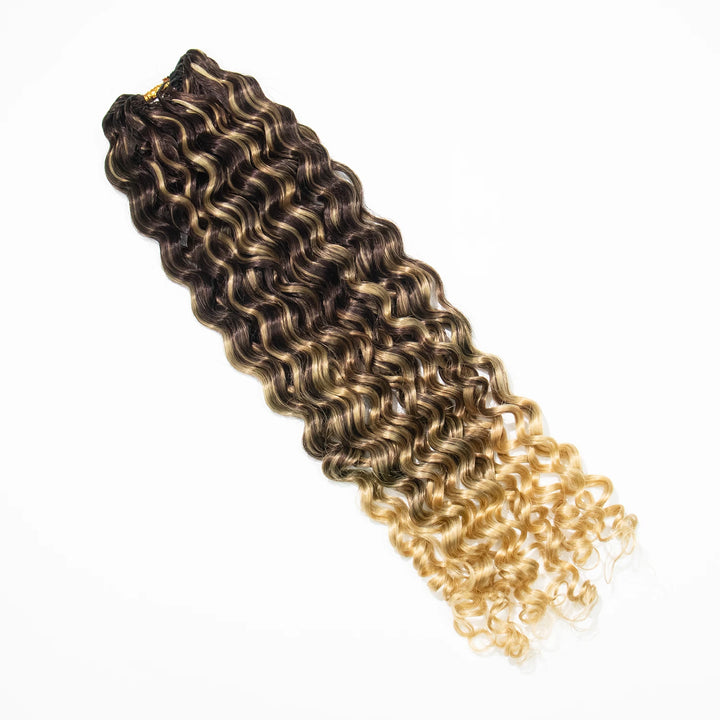 Ywigs #TNC/27 Ombre Water Wave Human Crochet Hair one bundle showing full wave texture