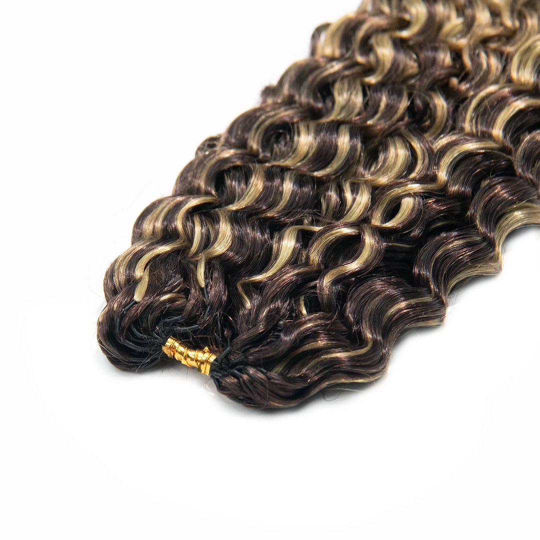 Top view of Ywigs #TNC/27 Ombre Water Wave Human Crochet Hair showing neat strands and blended color