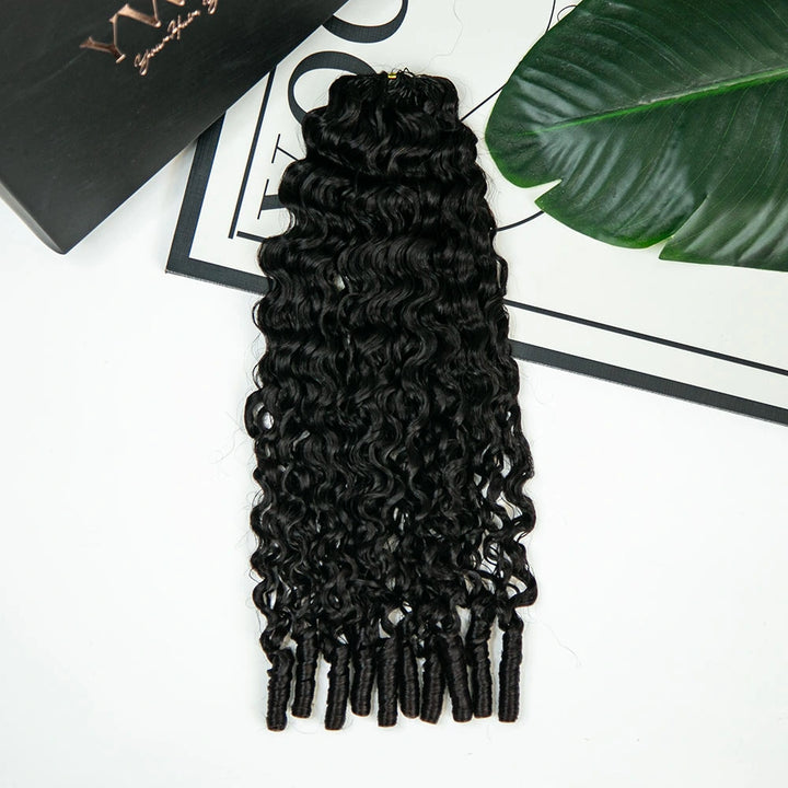 Ywigs Natural Black water curly feather crochet hair one bundle with multiple pre-separated strands for braids