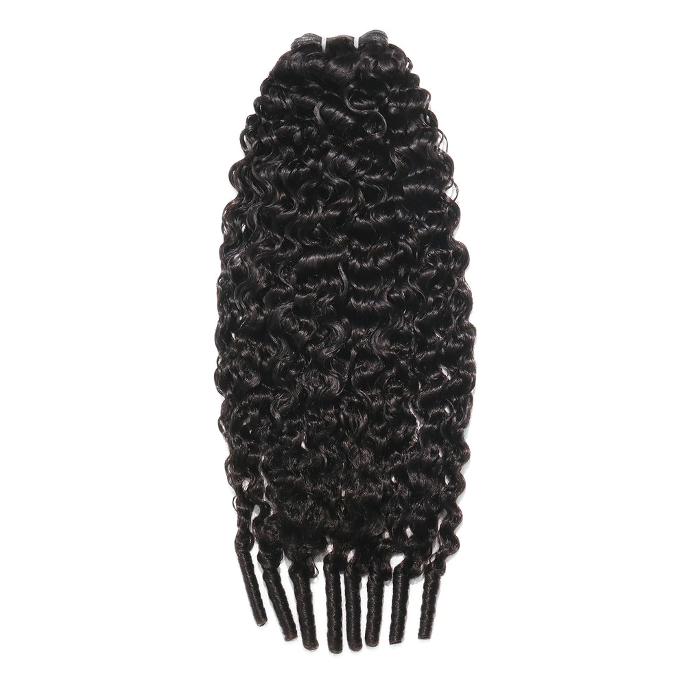 Ywigs Water Curly Ultra Thin Genius Weft Human Hair one bundle showing full curly texture