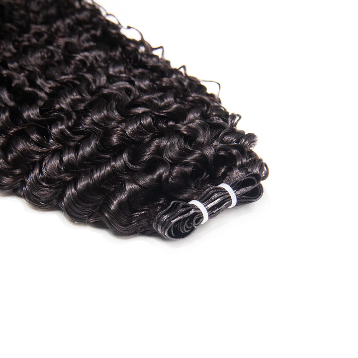 Close-up of Ywigs Water Curly Genius Weft Human Hair showing defined Water Curly pattern and soft texture