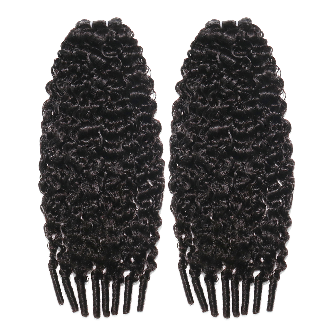 Ywigs Water Curly Ultra Thin Genius Weft Bundle Human Hair front view