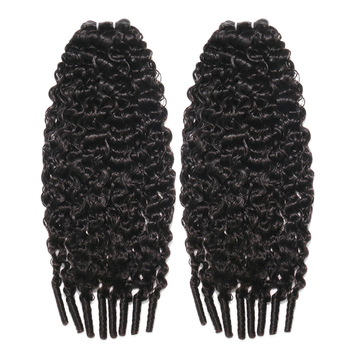Ywigs Water Curly Ultra Thin Genius Weft Bundle Human Hair front view