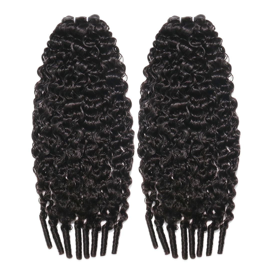 Ywigs Water Curly Ultra Thin Genius Weft Bundle Human Hair front view