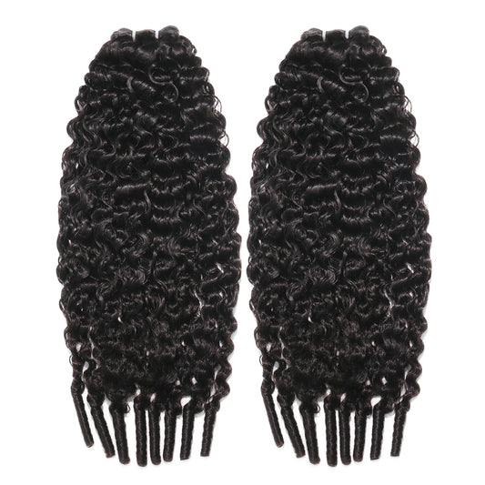 Ywigs Water Curly Ultra Thin Genius Weft Bundle Human Hair front view
