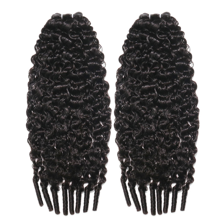 Ywigs Water Curly Ultra Thin Genius Weft Bundle Human Hair front view