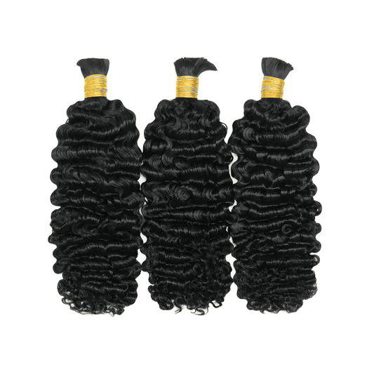 Ywigs Water Deep Wave Bulk Hair Extensions for Braiding front view showing defined waves and flowing hair strands