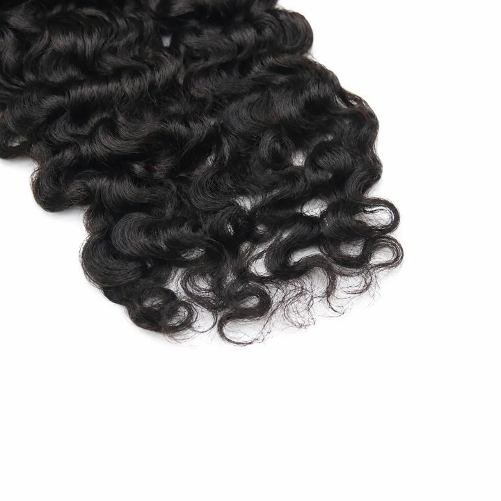 Close-up of Ywigs Water Deep Wave Human Crochet Hair showing defined waves and naturally curled ends.