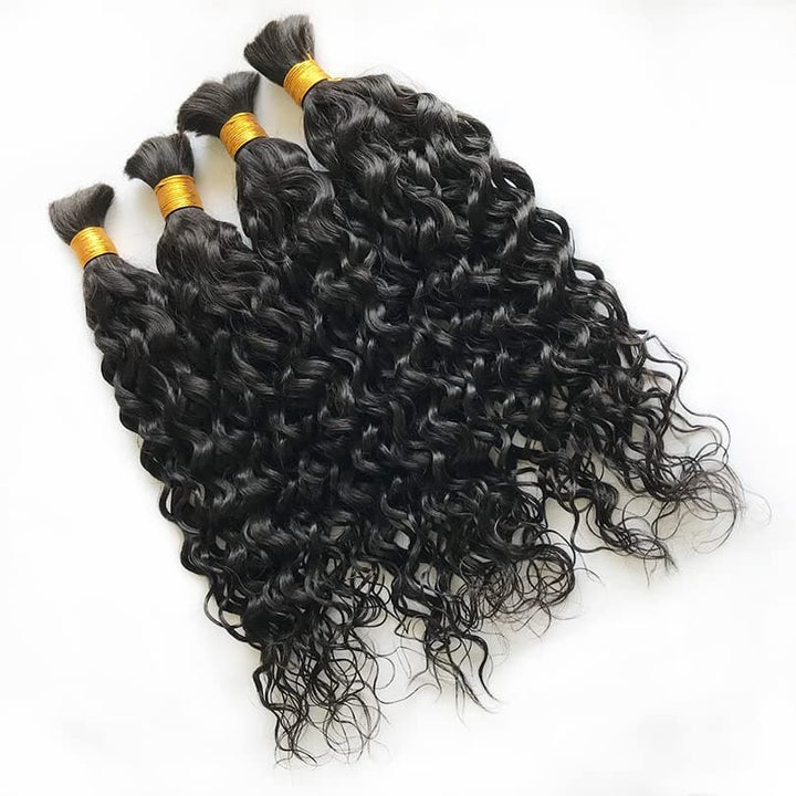 Ywigs Water Wave Bulk Human Braiding Hair bundles showing consistent thickness and defined water wave texture