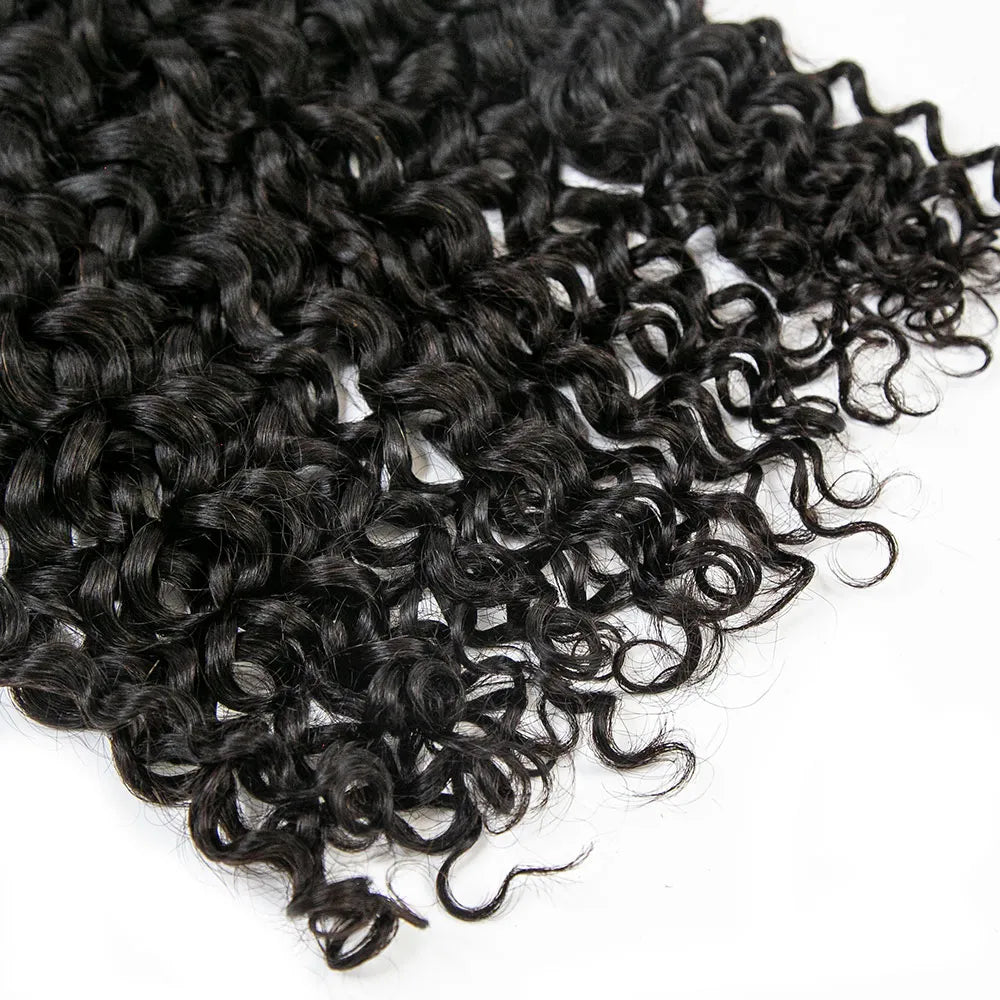 Close-up of Ywigs Water Wave Bulk Human Braiding Hair showing full ends and defined natural waves