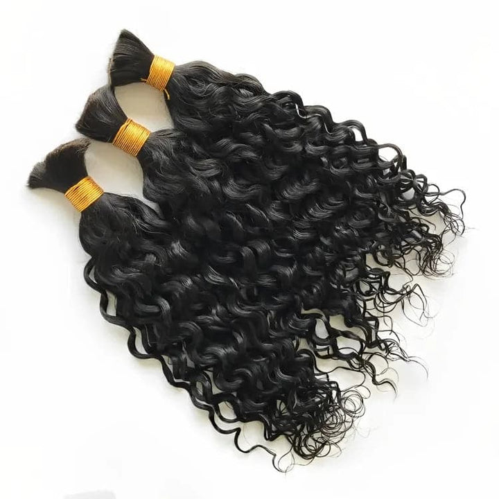 Ywigs Water Wave Bulk Human Braiding Hair front view showing full density and defined water wave texture
