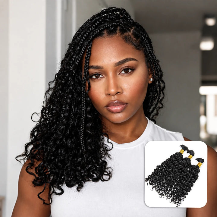 Front view of Ywigs Water Wave Bulk Human Braiding Hair showing natural volume and defined water waves