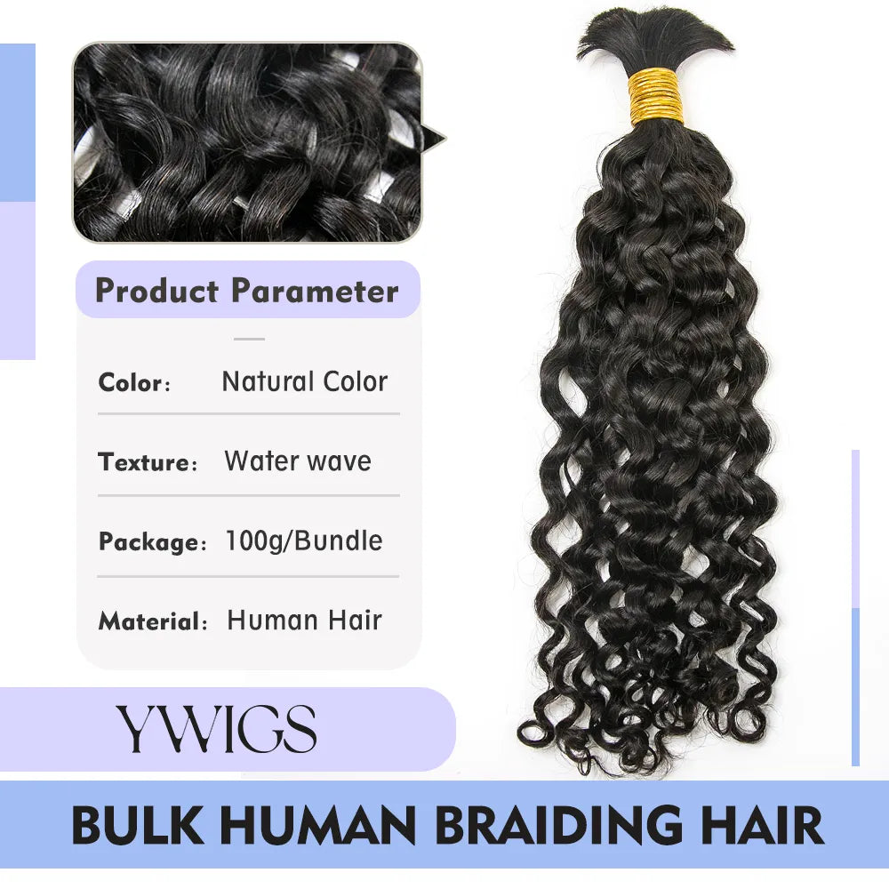 One bundle Ywigs Water Wave Bulk Human Braiding Hair showing full density and defined waves