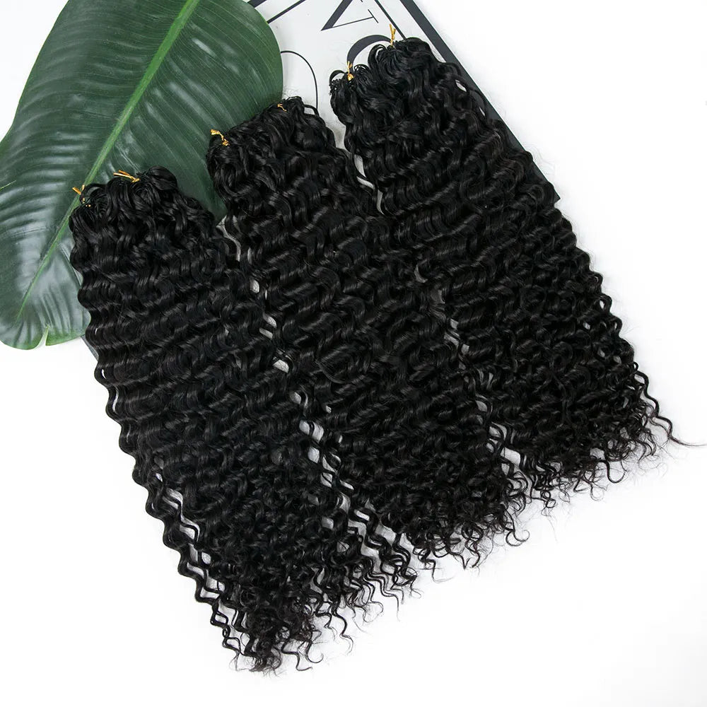 Ywigs Natural Black water wave feather crochet hair front view